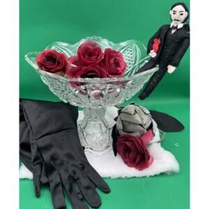 EAPG Pedastal Bowl | Vintage Pressed Glass | Romantic Goth Decor | Maximalist